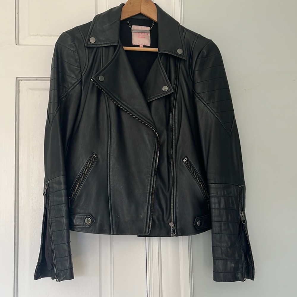 Ted Baker real leather biker jacket, size 2 (approx size 4 US)